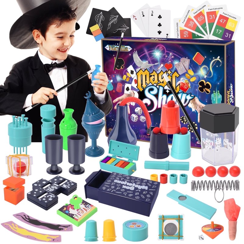 Kids Magic Kit with 109 Tricks, Manual & Video Tutorials - STEM Educational Toy for Ages 6-12