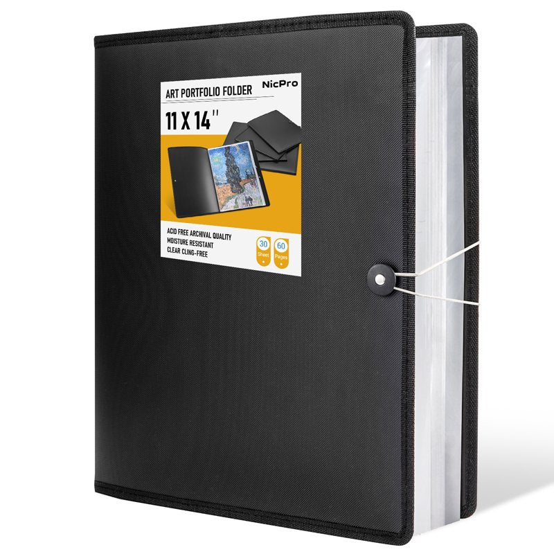 11x14 Inch Art Portfolio Folder with 30 Pockets - Durable Display Binder for Artwork & Photos