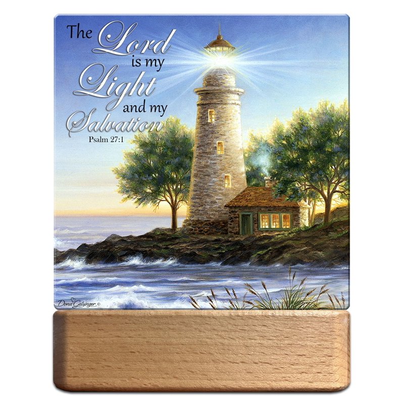Night Light with Scripture - LED Lighthouse Decor - 7 Inch Wall Plaque