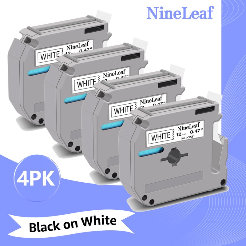 Compatible Label Tape 12mm x 8m for Brother P-Touch Label Makers - Black on White