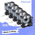 Self-Adhesive Label Tape 12mm x 7m for Label Maker - Black on White