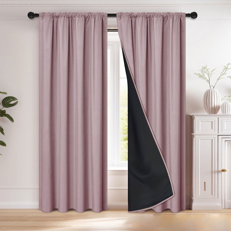 Thermal Insulated Blackout Curtain Panel for Bedroom, Noise & Light Blocking, Rod-Pull Design