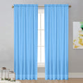 Nkmbld Solid Color Double-String Polyester Curtains for Living Room and Bedroom - Blue