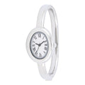 Silvertone Oval Case Watch with Bangle Bracelet for Women