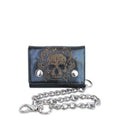 Men's Trifold Chain Wallet with Skull Design and RFID Protection