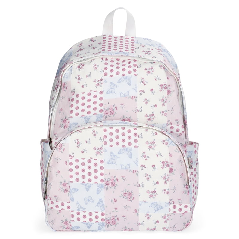 Women's 17-Inch Dome Backpack with Pastel Patchwork Print - Stylish & Spacious