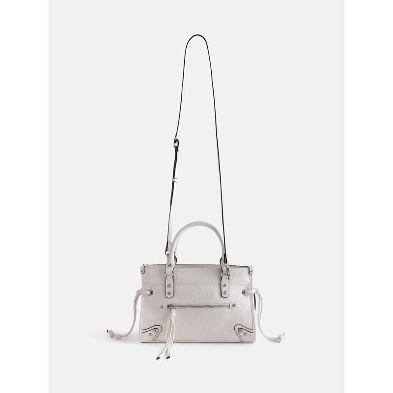 Women's Square Tote Bag with Zipper Pockets and Side Ties - Multiple Colors