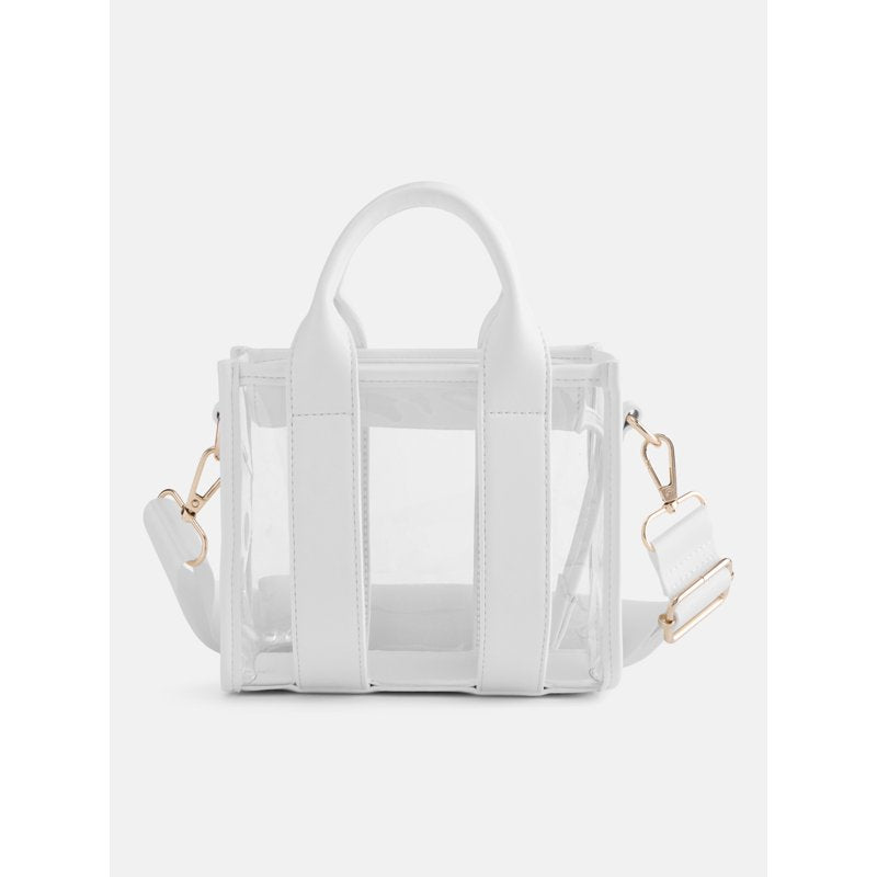 Clear Mini Tote Bag for Women - Game Day Stadium Bag with Handles & Crossbody Strap