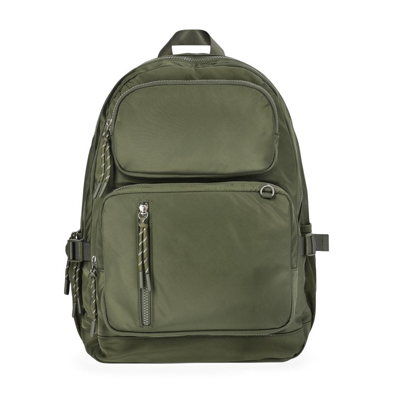 Multi Pocket Women's Backpack - 17.5 Inch School & Travel Bag, Olive