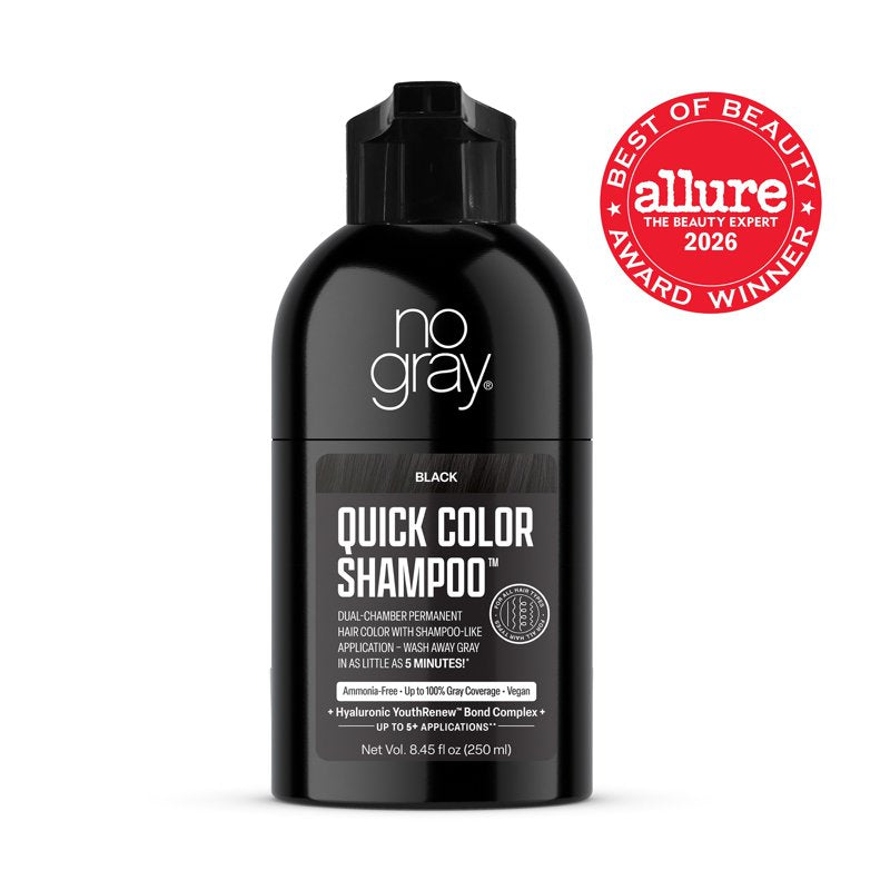 No Gray Quick Permanent Black Hair Color Shampoo - Gentle, Fade-Resistant, 8.45 fl oz
