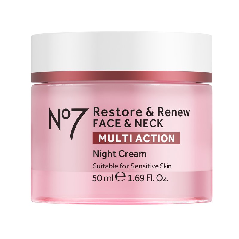 No7 Restore & Renew Night Face & Neck Cream - Anti-Aging Moisturizer 1.69 fl oz