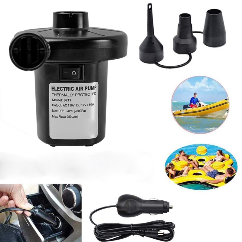 Electric Air Pump with 3 Nozzles Portable Inflator for Air Mattress, Pool Toys