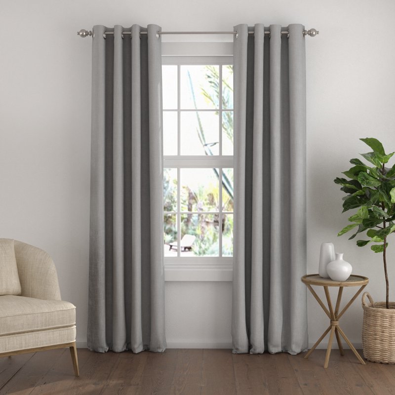 Energy Saving Linen Blend Grommet Curtain Panel - Light Gray, 50x84 Inches, 2 Panels