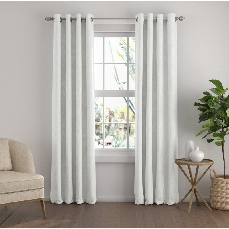 Energy Saving Linen Blend Curtain Panel - Thermal Insulated Grommet Style - 50x84 inches - Pack of 2