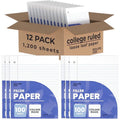 College Ruled Loose Leaf Notebook Paper - 100 Sheets, 12-Pack
