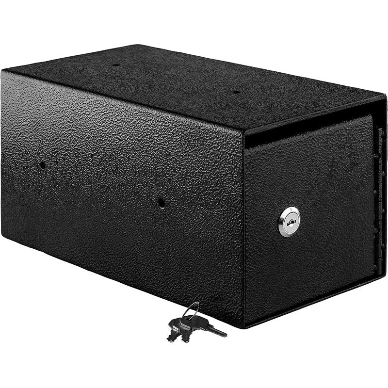 Mountable Cash Drop Box with Lock - 6x6x12 Inch Alloy Steel Safe, Black