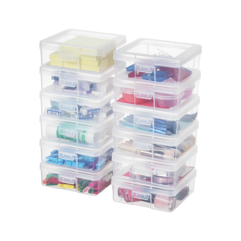 Stackable Plastic Storage Boxes Set - Clear Hobby Art Organizer, Multiple Sizes