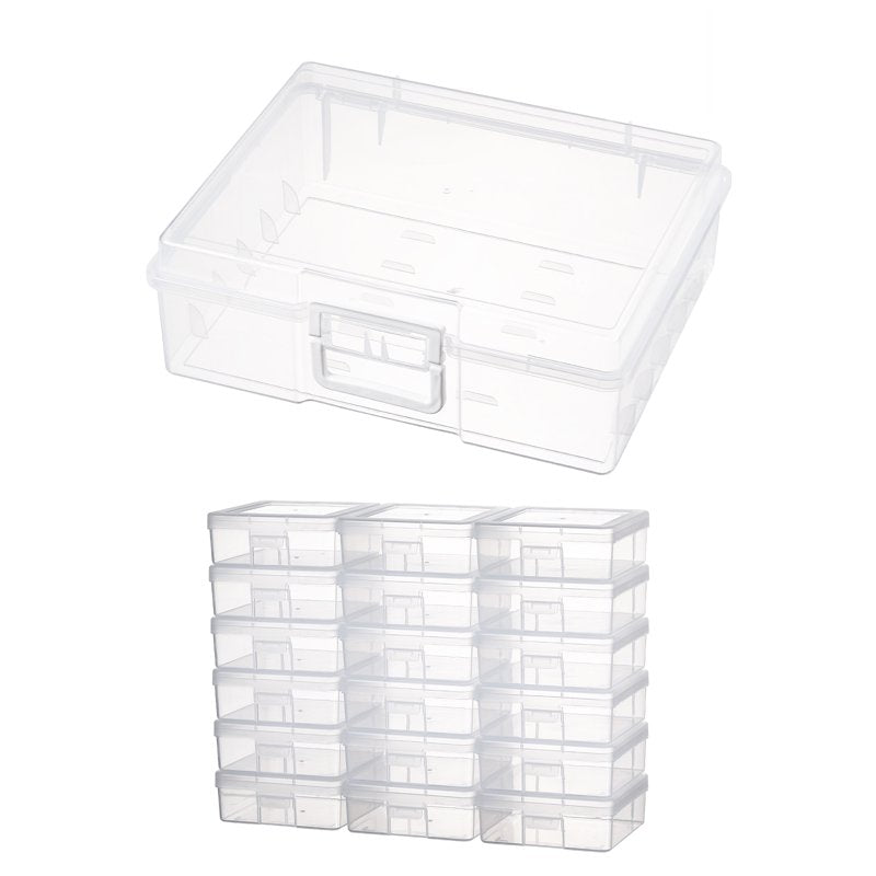 Stackable Plastic Storage Boxes 18 Pack Small Clear Hobby Organizer Containers