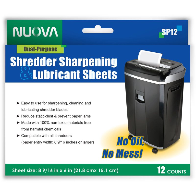 Shredder Sharpening and Lubricant Sheets - 12 Pack for Office Equipment