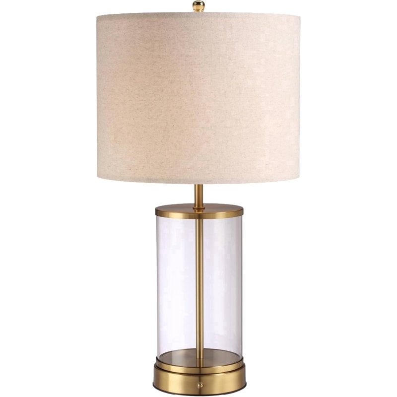 Cordless Battery-Powered Table Lamp with Touch Dimming - 24 Inch Glass Bedside Lamp