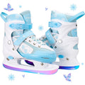Kids Adjustable Ice Skates for Beginners with Laser Stainless Steel Blade, Festive Colors