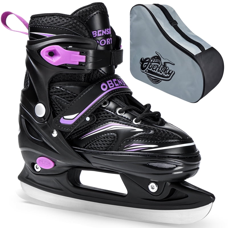 Adjustable Kids Ice Skates with Stainless Steel Blades and Free Bag for Beginners