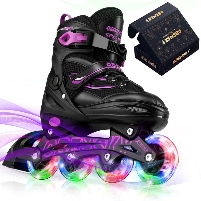Adjustable Kids Inline Skates with Light-Up Wheels - Unisex Roller Blades