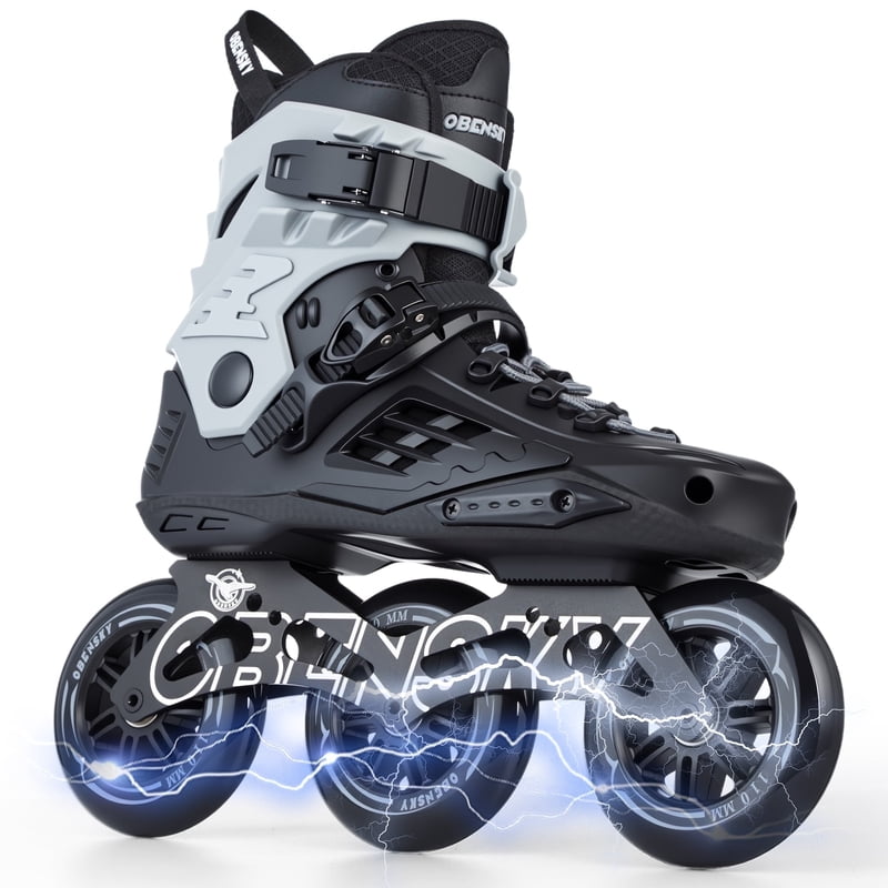 Adult Inline Speed Skates 110mm High-Speed Urban Roller Blades - Black & Gray