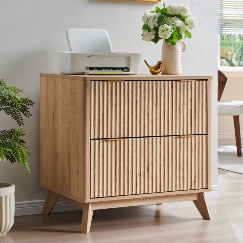 Modern 31.8-Inch File Cabinet with 2 Deep Drawers and Adjustable Hanging Rods for Office and Home