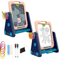 Kids Art Easel 4-in-1 Double Sided Toddler Drawing Whiteboard & Chalkboard with Ring Toss Game