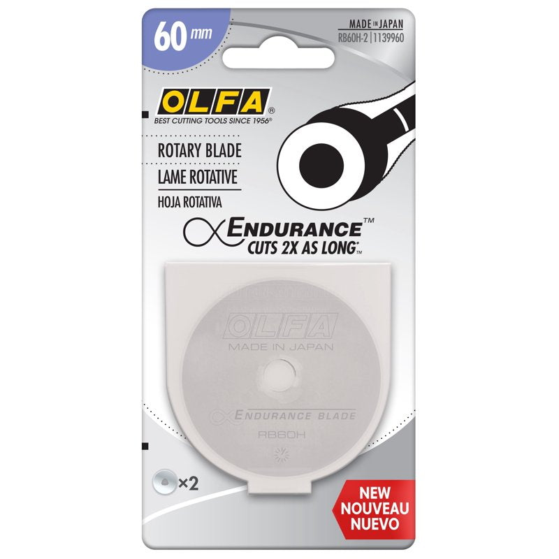 Rotary Blade 60mm Endurance for Fabric Cutting - 2 Pack