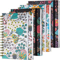 4 Pack A5 Spiral Notebooks Hardcover Floral Lined Journals for Writing & Office