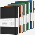 A5 Hardcover Notebook Set with Pockets, 192 Pages, College Ruled, 5 Pack