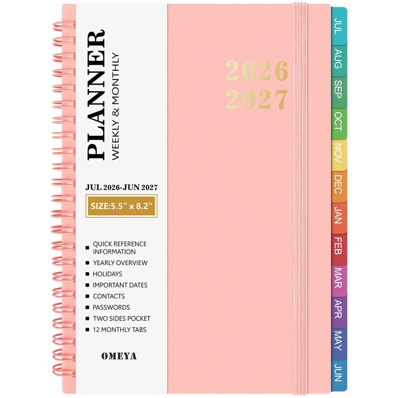 Academic Planner 2026-2027 Weekly Monthly Organizer with Pocket & Elastic Closure