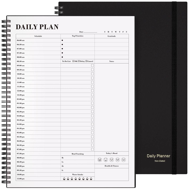 Undated Daily Planner with To-Do List and Hourly Schedule - A4/A5 Options