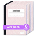 Wide Ruled Composition Notebook 6 Pack - Hard Cover Bulk Set, 200 Pages