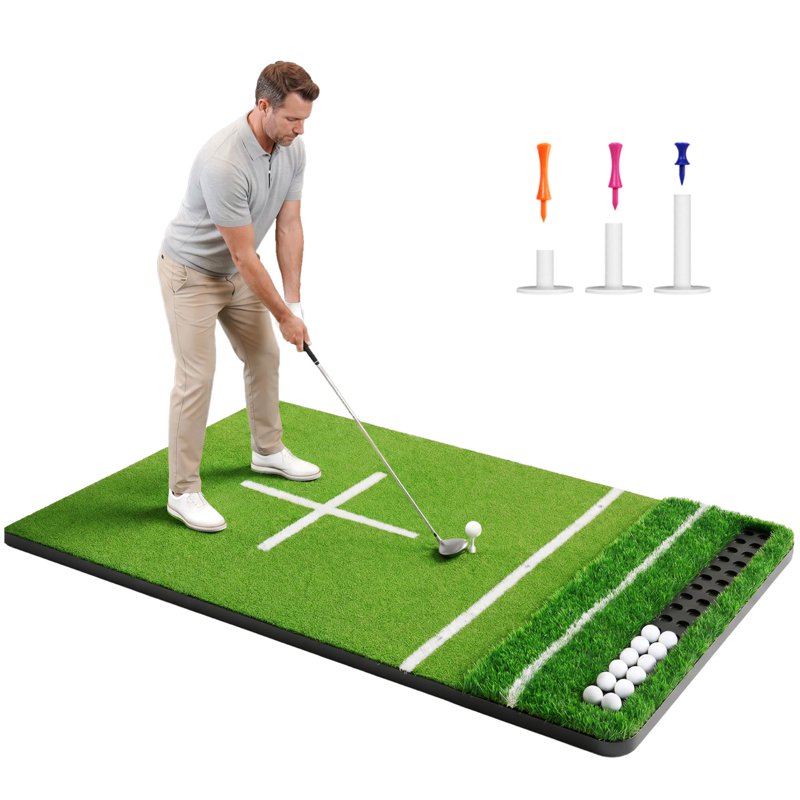 Orfeld 5.2 x 4 ft Dual-Turf Golf Hitting Mat with EVA Base, 10 Hitting Positions