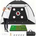 Golf Net with Practice Mat - 10x7ft Hitting Net for Backyard Driving, Chipping and Swing Training