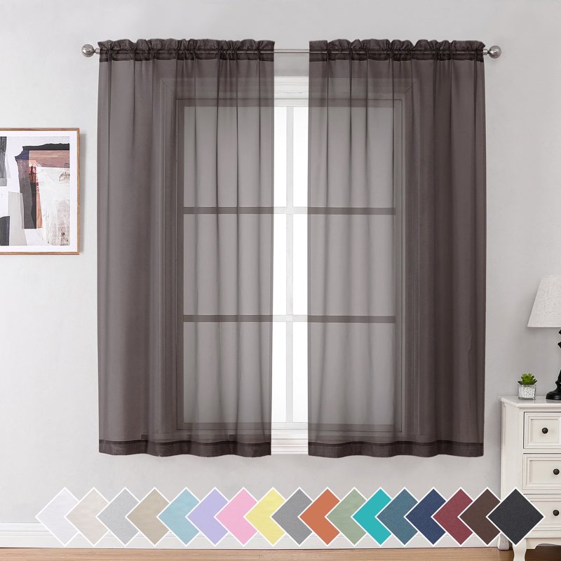 Variation of THIS listing: 42x54 Chocolate Sheer Curtains 2 Pack – 42"W x 54"L Voile Drapes