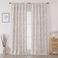 Farmhouse Taupe Floral Curtain Panels - 52W x 96L, 2-Pocket Rod Pocket Drape Set