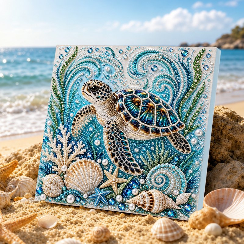 Variation of THIS listing: Ocean Theme Pearl Art DIY Kit 3D Turtle Diamond Painting with Frame