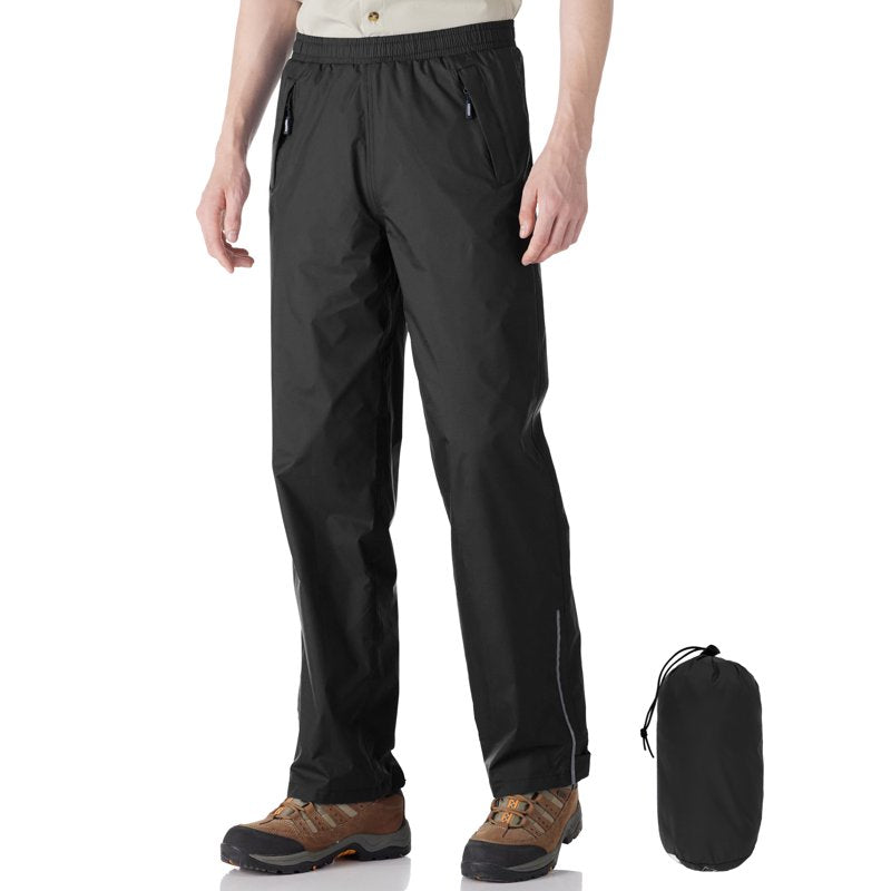 Off Road Ventures Mens Waterproof Rain Pants Windbreaker | 5000mm TPU Hiking Travel, Black 34x30
