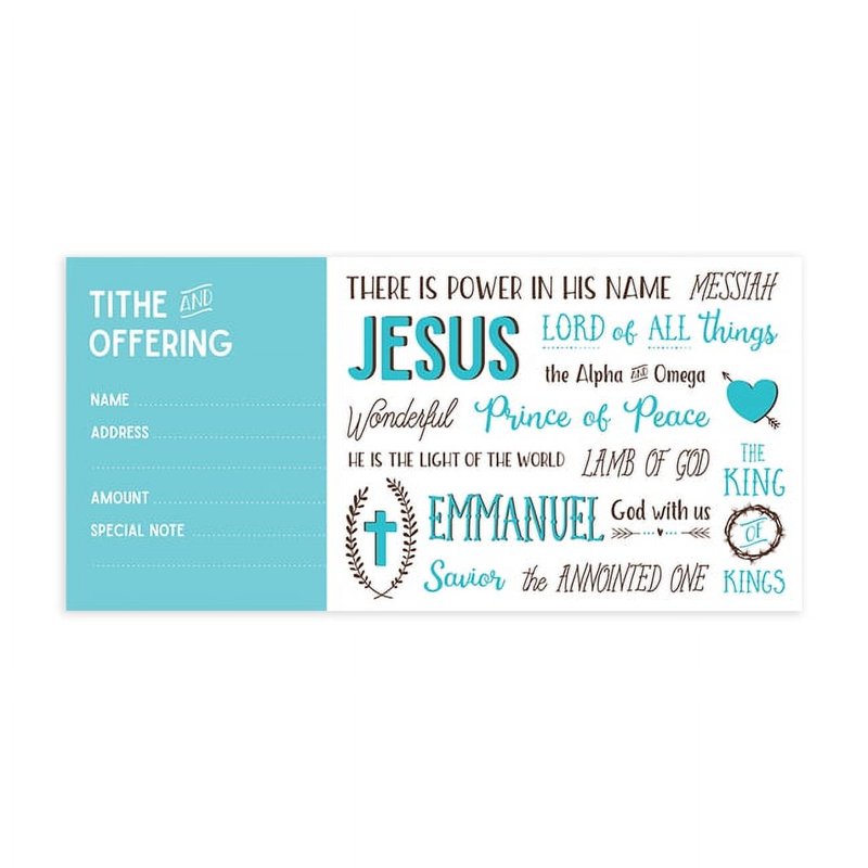 Religious Offering Envelopes Names of Jesus 3x6.25 Inches Pack of 100