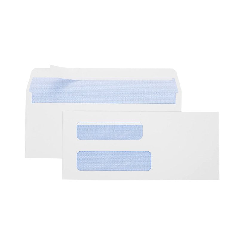 Self Seal #10 Security Envelopes with Double Window for Business Invoices & Statements - 4 1/8 x 9 1/2 Inches, Pack of 500