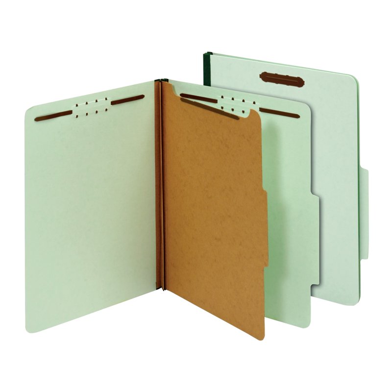 Recycled Classification Folders with Divider - Letter Size Light Green 10 Pack