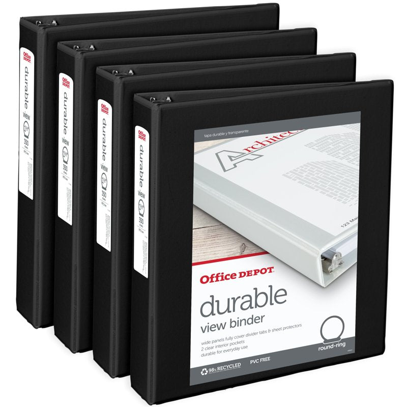 3-Ring View Binder 1.5 Inch Capacity - Pack of 4, Black