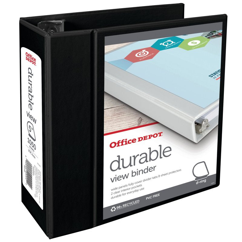 5-Inch Heavy-Duty View D-Ring Binder - 1050 Page Capacity, Black