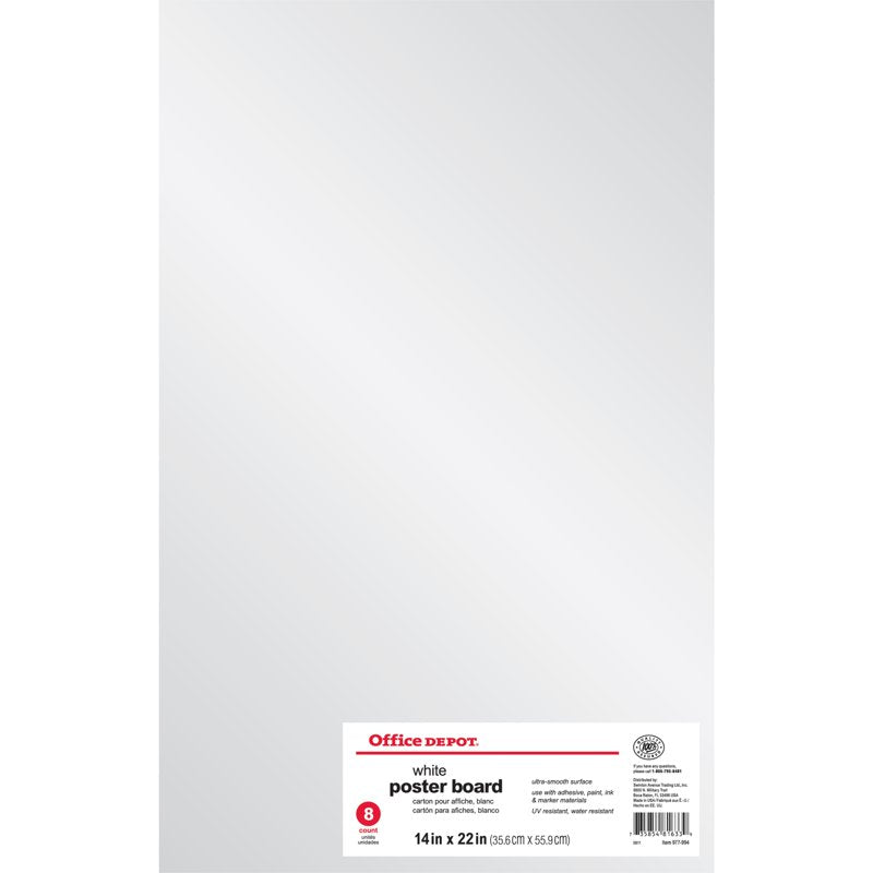 14x22 White Poster Boards Pack of 8 - Water-Resistant Sign Boards for Projects & Crafts