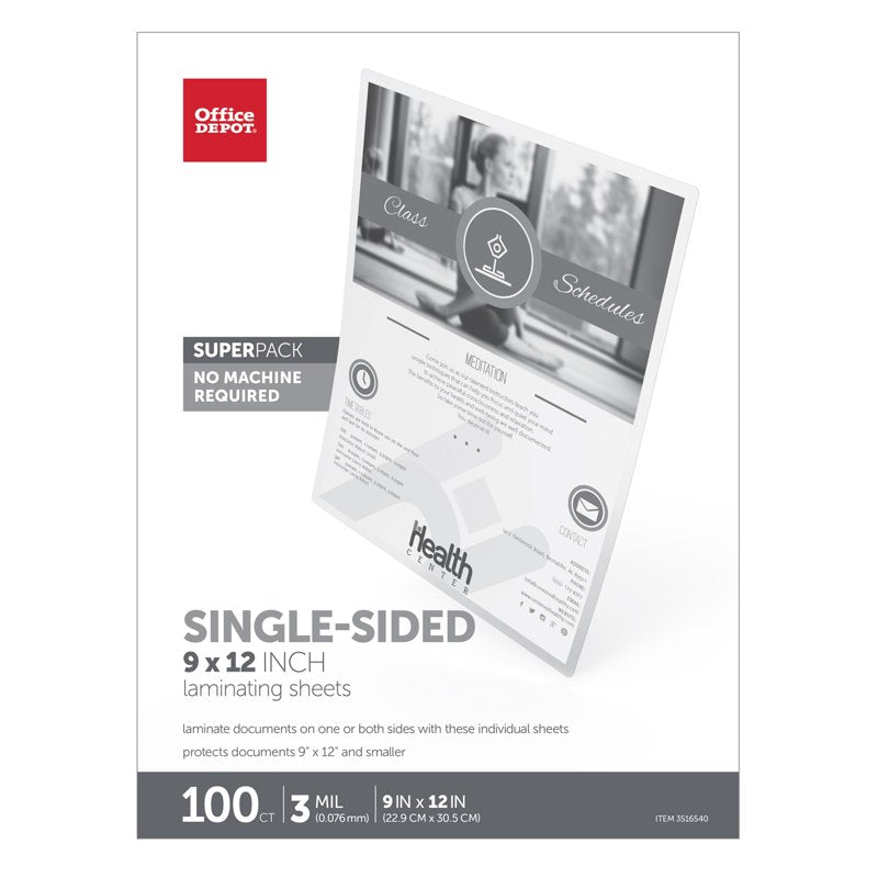 Self-Sealing Laminating Sheets 9 x 12 Inches, 3 Mil, Pack of 100