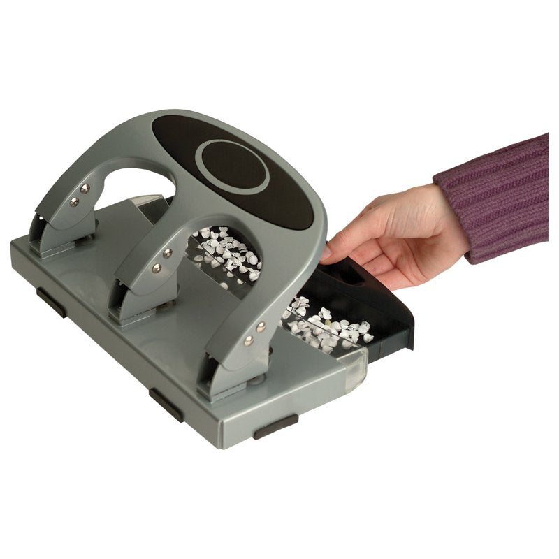 Deluxe 3-Hole Heavy-Duty Punch, 45-Sheet Capacity, See-Through Chip Drawer